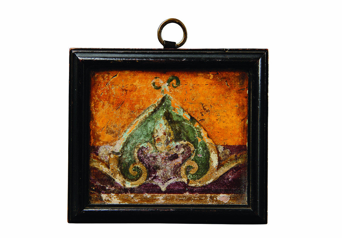 Roman Wall Painting a Fragment of a Colourful Painted Frieze